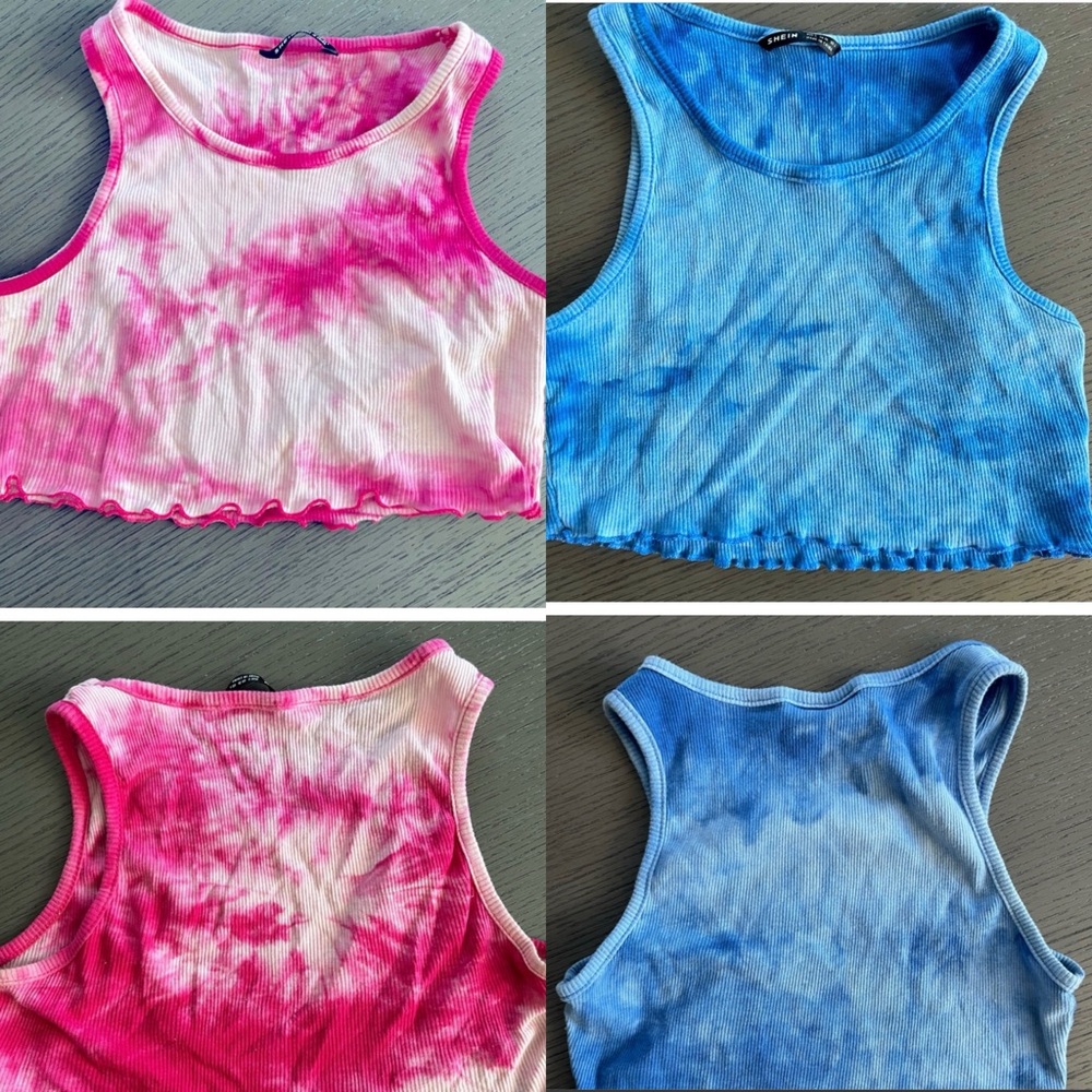 SUMMER BUNDLE: Blue & Pink Tie-Dye Cropped Shirts